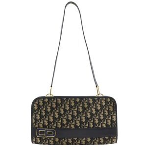 CHRISTIAN DIOR Vintage Blue Canvas Trotter Shoulder Bag